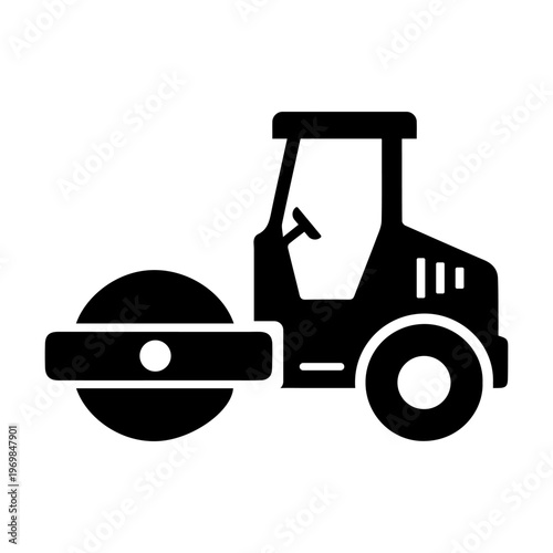 Minimalist Road Roller Vector Illustration.