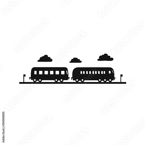 Railway Journey Silhouette Icon Design Scene