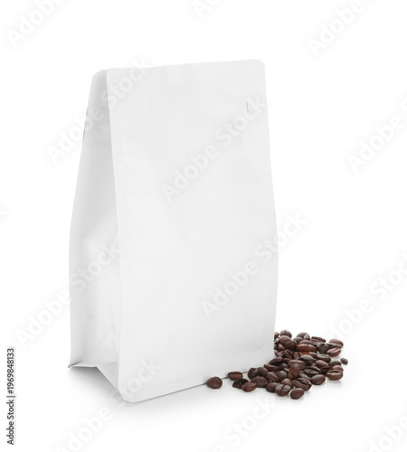 Coffee bag with beans on wh...