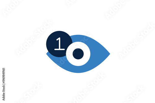 Eye with notification symbol representing views, engagement, and user activity tracking.