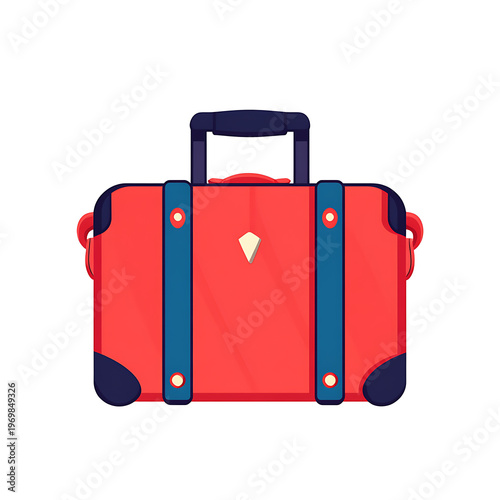Minimalistic Travel Suitcase Icon on White