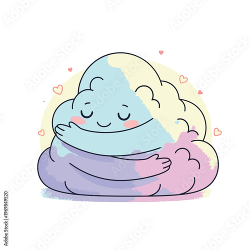 Cute Cloud Character with Smiling Face.