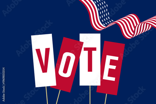 Vote Placards on Sticks Vector Illustration Political Campaign Banner Design