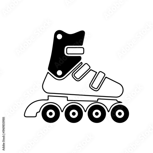Simple Inline Skate Symbol in Monochrome.
