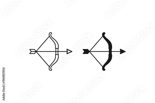 Bow and arrow weapon icons for archery sport