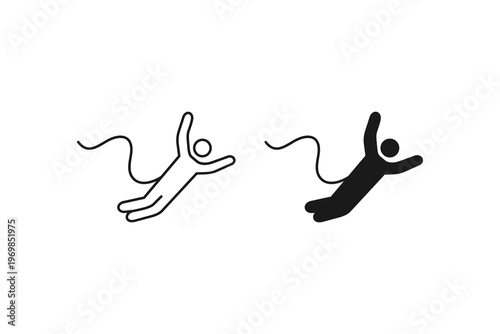 Bungee jumping extreme outdoor activity icons