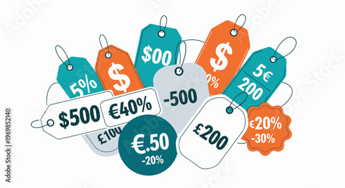 Colorful Sale Tags and Price Discounts Collection