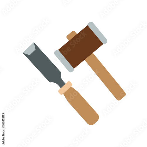 Chisel and hammer tools for construction.