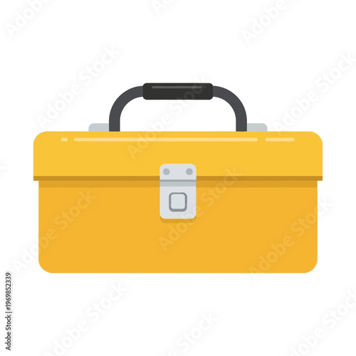 Yellow Metal Toolbox with Handle.
