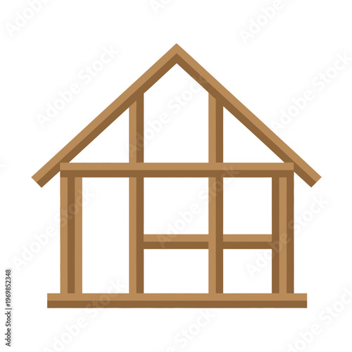 Wooden house frame structure model.