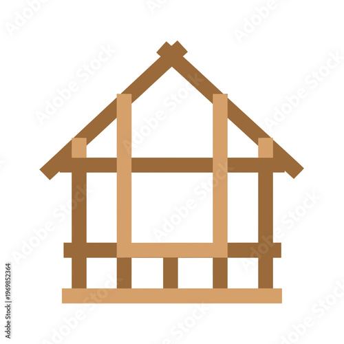Wooden House Frame Structure Model.