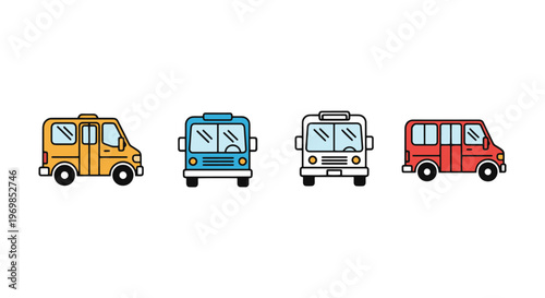 minibus Line art vector set abstract modern decorative illustration