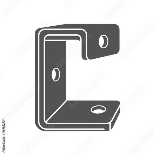 Metal bracket with holes for screws.