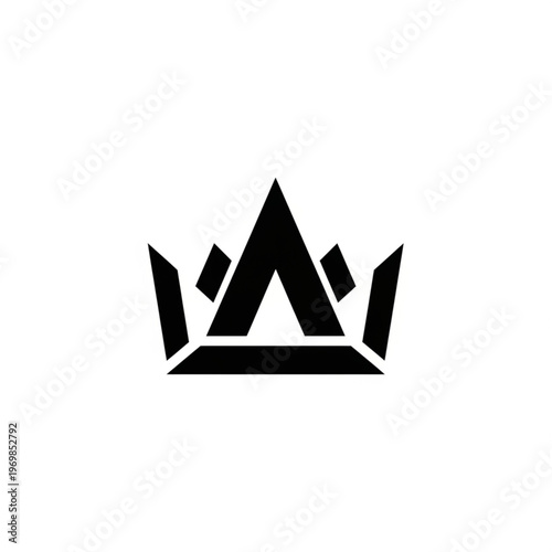 Stylized Crown Logo Symbol Abstract Geometric Design.