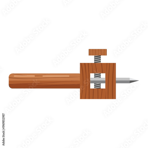 Wooden handled pencil sharpener device.