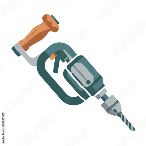 Green power drill with handle.