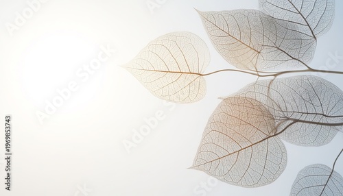 Delicate Veins of Leaves on a Light Background for Elegant Nature Inspired Designs and Textures
