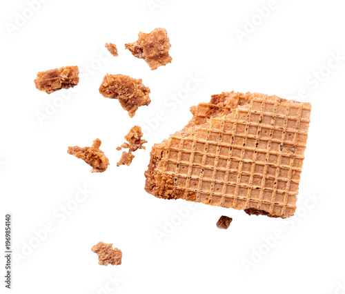 chocolate wafer crumbs on transparent background