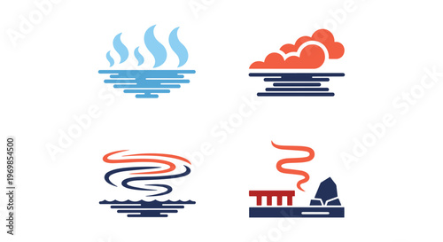 Mist over Water Line art creative minimal illustration vector