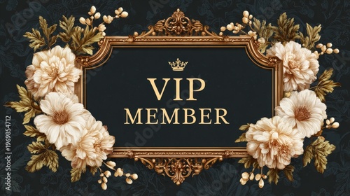vip members only text surrounded by flowers illustration