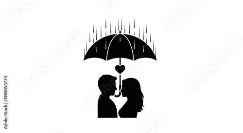 Couple sharing a romantic kiss under umbrella.