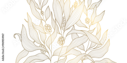 Vintage coffee plant pattern with hand-drawn beans, leaves,branches in elegant line art. Botanical vector illustration captures tropical plantation aesthetics, perfect for cafe branding