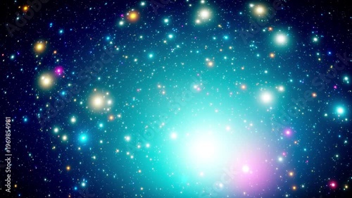 Abstract Space Journey: Bright Lights and Cosmic Galaxy Background