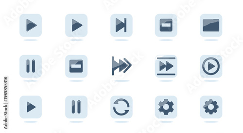 Media player icons set. Audio and video control buttons.