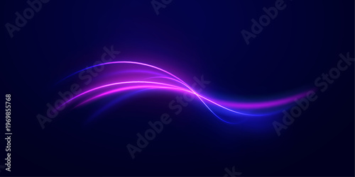 Purple and pink light waves spiral in motion. Soft glow creates smooth futuristic curves. Perfect PNG for AI and technology themed graphics.