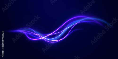 Blue neon lines spiral with smooth motion curves. Spark highlights create glowing energy accents. Ideal for futuristic UI and tech visuals.