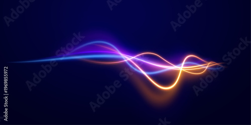 Glowing blue arcs curve in a flowing motion. Spark particles enhance movement and visual depth. Clean PNG design for futuristic compositions.
