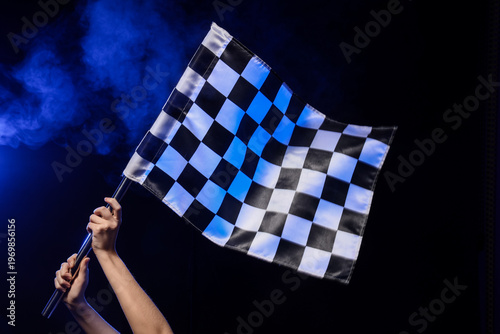 Female hands with racing fl...