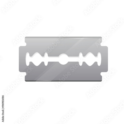 Professional flat razor blade illustration with grey gradient effect for grooming products and barber branding