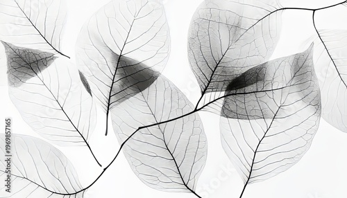 Minimalist Botanical Template Featuring Abstract Leaf Skeleton Background with Delicate Textures