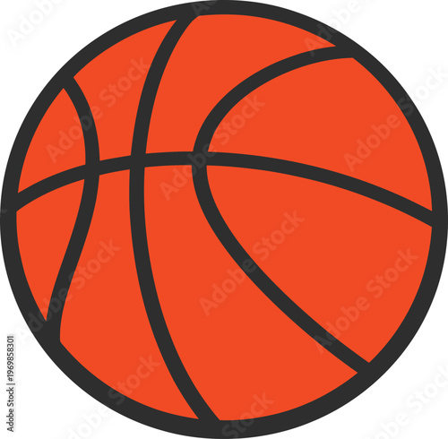 Basketball icon, orange sports ball, vector illustration, athletic equipment