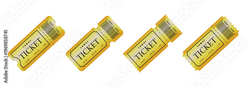 Premium Cinema Ticket Template Set – Black Gold Admit One Pass, Luxury Event Entry Coupon Design, Retro Movie Theater Tickets with Barcode Vector Collection