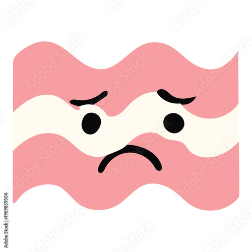 A pink wavy emoticon with a frowning face