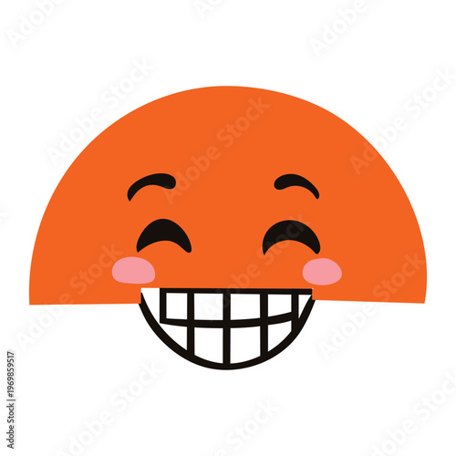 A cartoon orange smiling face with rosy cheeks