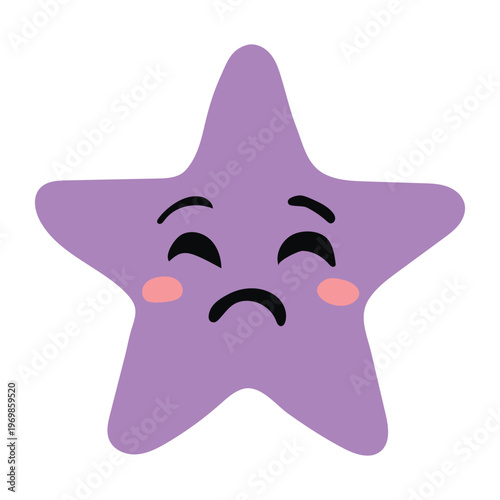 A purple star emoticon with a frowning face