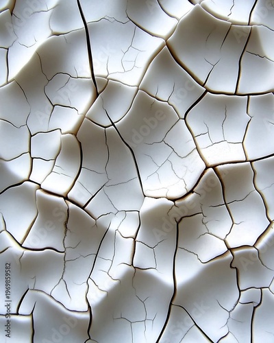 Close Up of Distressed White Ceramic Texture, Featuring Fine Cracks and Aged Surface Patterns