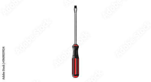Flat Lay of a Modern Screwdriver with Black and Red Handle