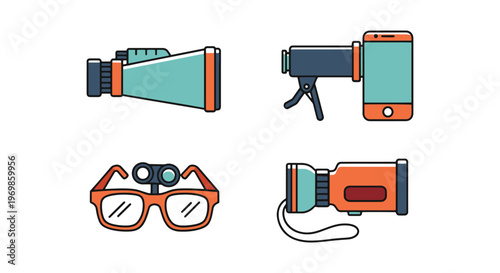 Monocular Line art vector set modern abstract creative