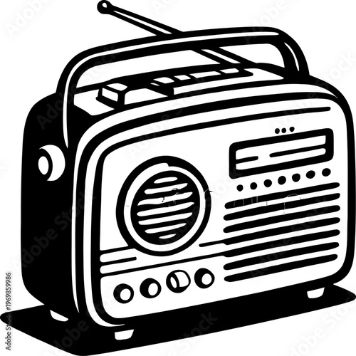 Vintage portable radio vector illustration