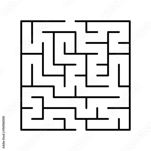 Simple black and white maze isolated on transparent background for kids activity