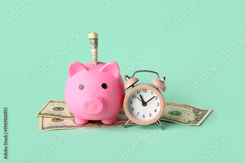 Alarm clock with money and ...