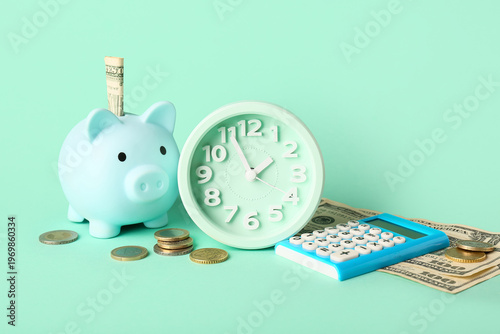 Alarm clock with money, cal...