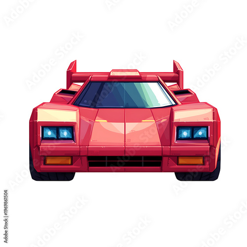 Pixelated Racing Car Front Symbol Vector