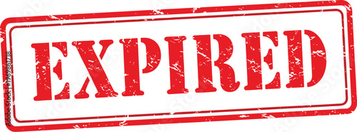 Grunge Red "Expired" Stamp: Imperfect Validity for Aged Quality, Illustrating Termination, Void Status and Time Sensitivity in Business Documents and Product Labels