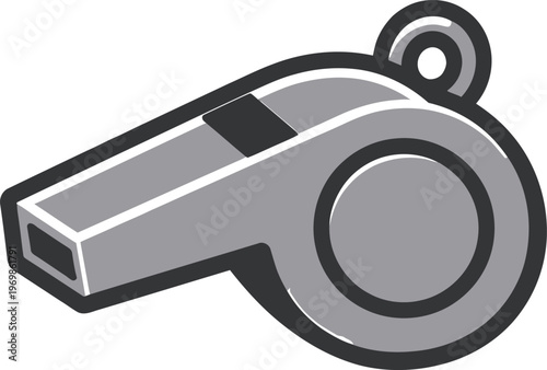 Referee Whistle, Gray Vector Icon, Sports Symbol, Referee Tool