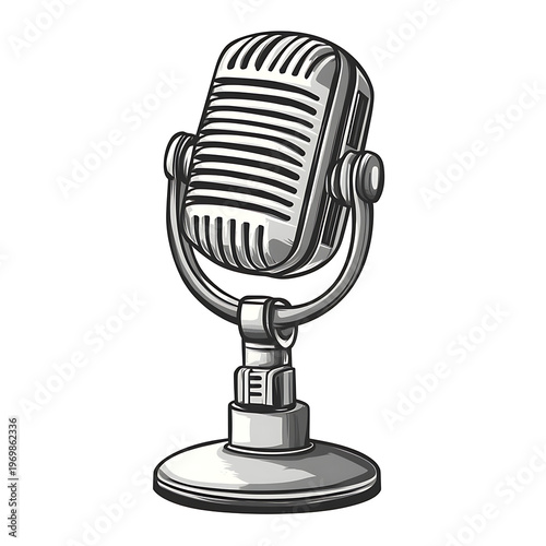 Classic Microphone Icon Vector Illustration Isolated